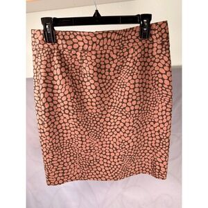 Ann Taylor Loft 6P Petite Brown Black Leopard Print Pencil Skirt Career Office